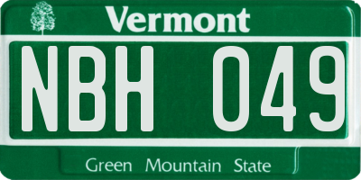 VT license plate NBH049