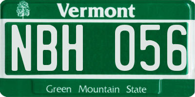VT license plate NBH056
