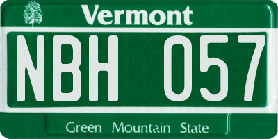 VT license plate NBH057
