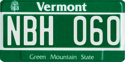 VT license plate NBH060