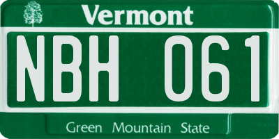 VT license plate NBH061