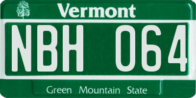 VT license plate NBH064