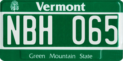 VT license plate NBH065