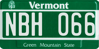 VT license plate NBH066