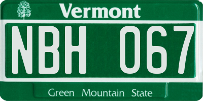 VT license plate NBH067