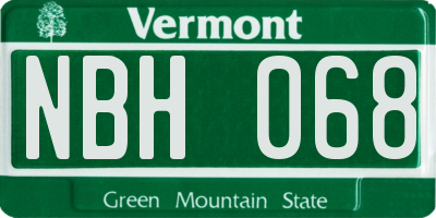VT license plate NBH068