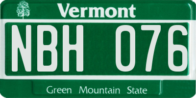 VT license plate NBH076