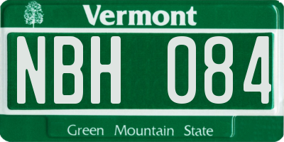 VT license plate NBH084