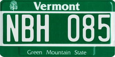 VT license plate NBH085