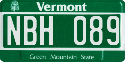 VT license plate NBH089