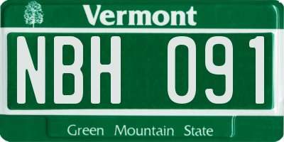 VT license plate NBH091