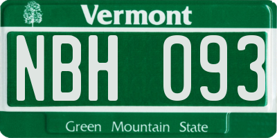 VT license plate NBH093
