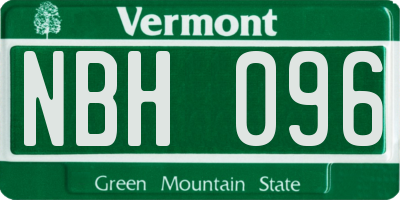 VT license plate NBH096