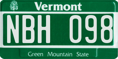 VT license plate NBH098