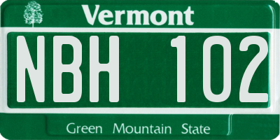 VT license plate NBH102