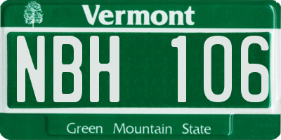 VT license plate NBH106
