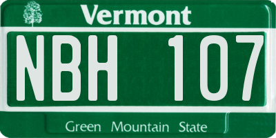 VT license plate NBH107