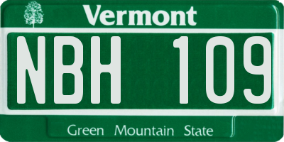 VT license plate NBH109