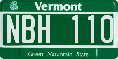 VT license plate NBH110