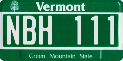 VT license plate NBH111