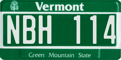 VT license plate NBH114