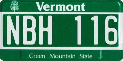 VT license plate NBH116