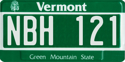 VT license plate NBH121