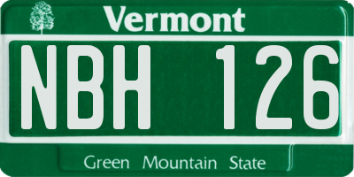 VT license plate NBH126