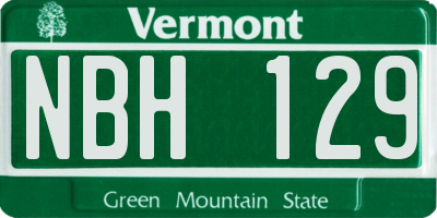 VT license plate NBH129