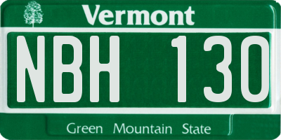 VT license plate NBH130