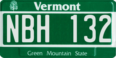 VT license plate NBH132