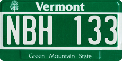 VT license plate NBH133