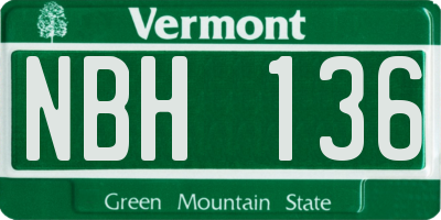 VT license plate NBH136