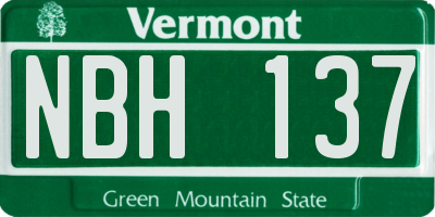 VT license plate NBH137
