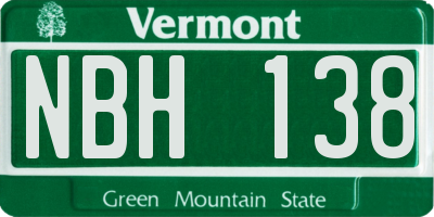 VT license plate NBH138