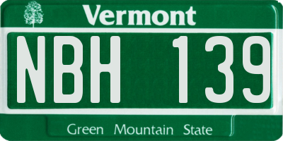 VT license plate NBH139