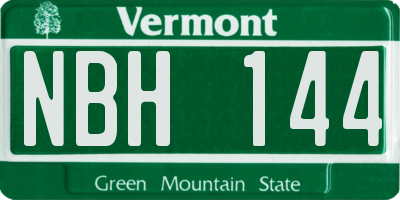 VT license plate NBH144