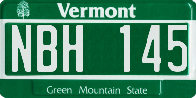 VT license plate NBH145