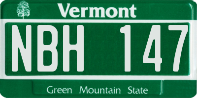 VT license plate NBH147