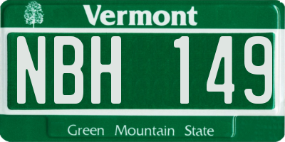 VT license plate NBH149