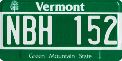 VT license plate NBH152
