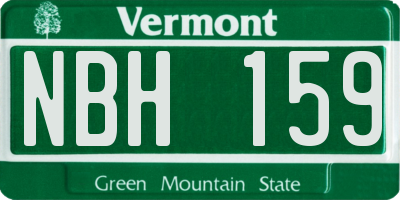 VT license plate NBH159