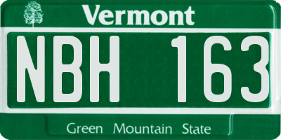 VT license plate NBH163