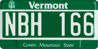 VT license plate NBH166