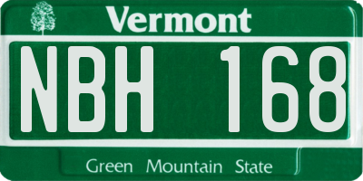 VT license plate NBH168