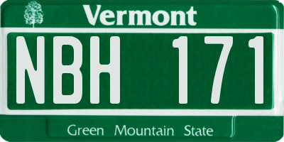 VT license plate NBH171