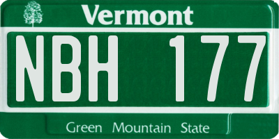 VT license plate NBH177