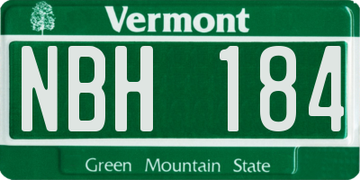 VT license plate NBH184