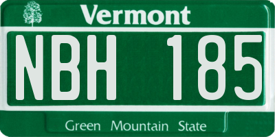 VT license plate NBH185