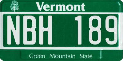 VT license plate NBH189